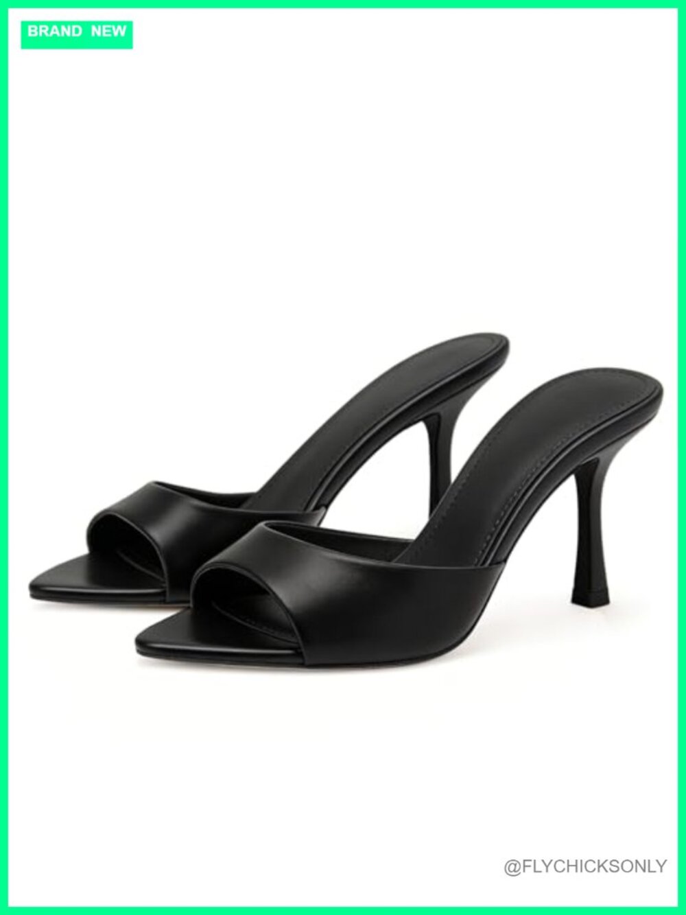 Patent Faux Leather High Heel Mules Open Pointed Toe Slip On Pumps